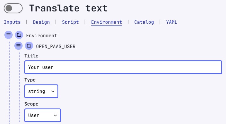 Environment Tab