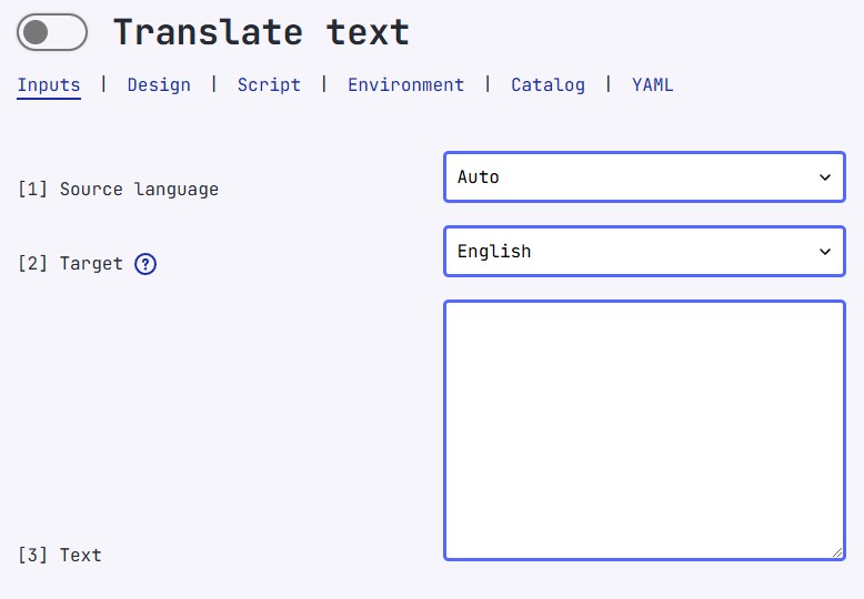 Inputs Tab