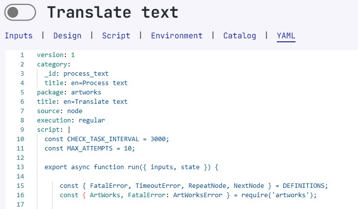 YAML Tab